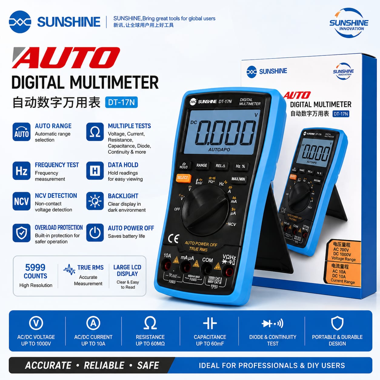 WhatsApp Image 2026-06-30 at 2.52.29 PM SUNSHINE DT-17N Auto Digital Multimeter (True RMS) - Image 1