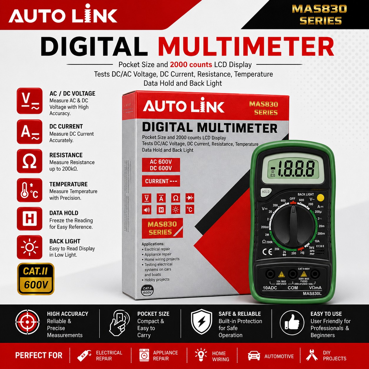 WhatsApp Image 2026-07-02 at 2.25.07 PM AUTO LINK MAS830 Digital Multimeter - Image 1