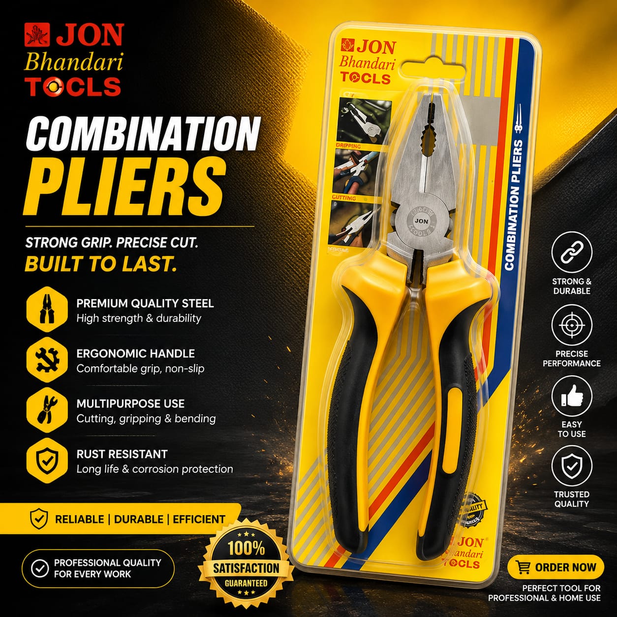 WhatsApp Image 2026-07-09 at 4.57.47 PM JON Bhandari Combination Pliers 8'' - Image 1
