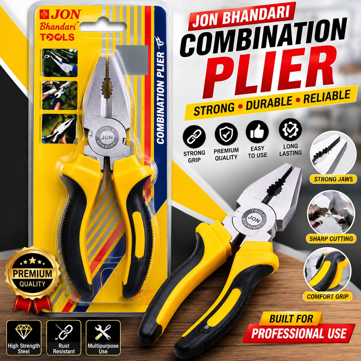 WhatsApp Image 2026-07-09 at 5.14.11 PM (1) JON Bhandari Combination Plier 6'' - Image 1